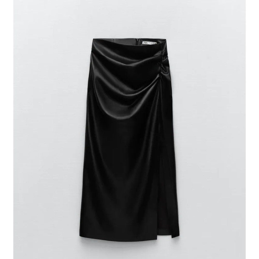 Zara black faux leather pencil skirt